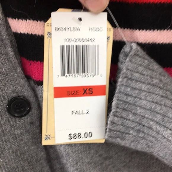 Democracy Gray Striped Flower Applique Cardigan - Picture 6 of 13